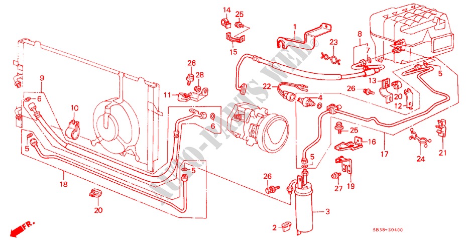 AIR CONDITIONER (HOSES/PIPES)(E,Q,T,U) for Honda CIVIC GL 3 Doors 5 speed manual 1986