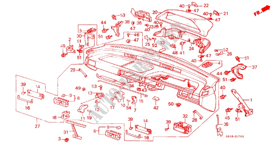 INSTRUMENT PANEL (E,Q,T,U) for Honda CIVIC GL 3 Doors 5 speed manual 1986