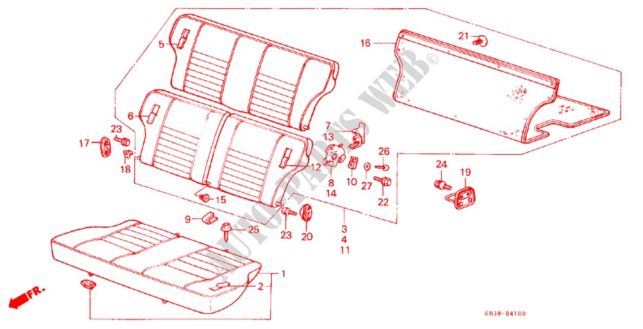 REAR SEAT (1)(2D) for Honda CIVIC GL 3 Doors 5 speed manual 1985