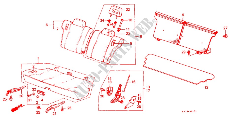 REAR SEAT (2)(2D) for Honda CIVIC GL 3 Doors 5 speed manual 1986