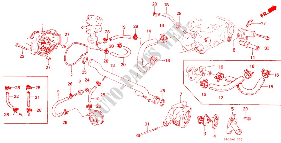 WATER PUMP/THERMOSTAT for Honda CIVIC DX 1200 4 Doors 3 speed automatic 1984