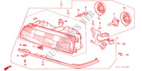HEADLIGHT (1) for Honda LEGEND ZI 4 Doors 5 speed manual 1988