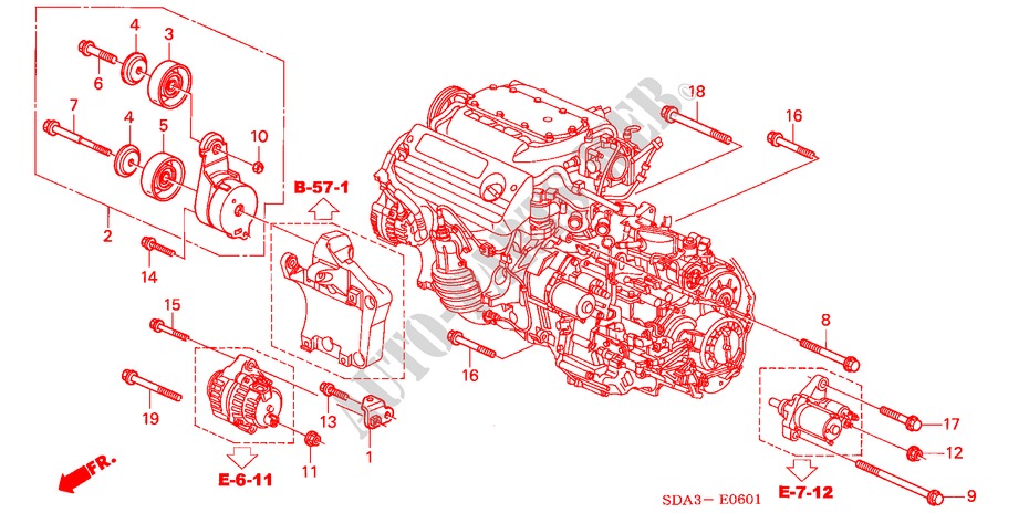 ALTERNATOR STAY (V6) for Honda ACCORD 3.0 SIR 4 Doors 5 speed automatic 2005