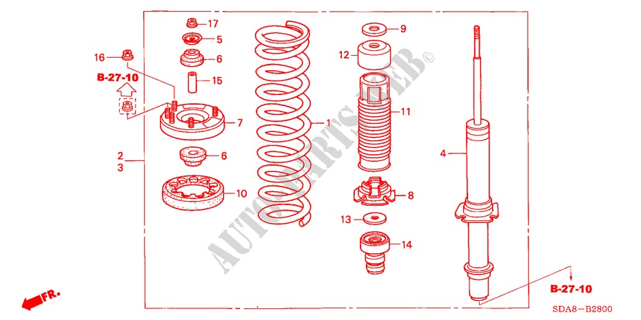 FRONT SHOCK ABSORBER for Honda ACCORD 3.0 SIR 4 Doors 5 speed automatic 2005