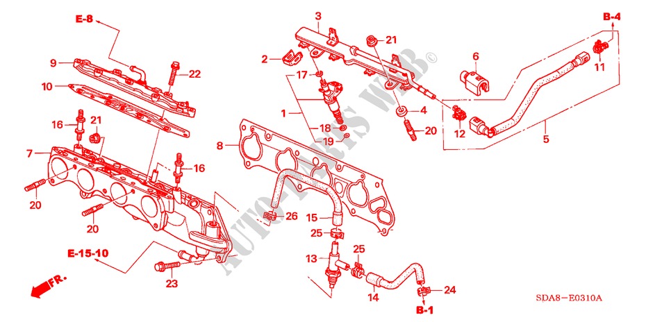 FUEL INJECTOR (L4) for Honda ACCORD 2.0 VTIL 4 Doors 5 speed manual 2003