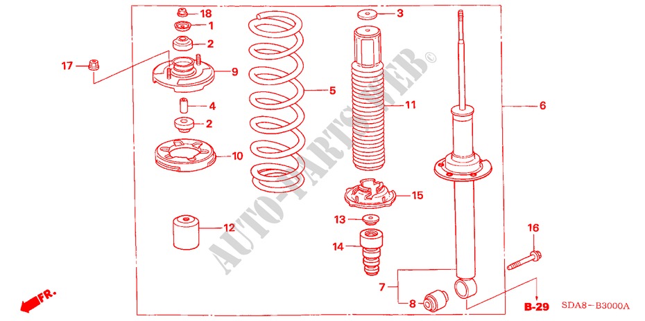 REAR SHOCK ABSORBER for Honda ACCORD 3.0 SIR 4 Doors 5 speed automatic 2005