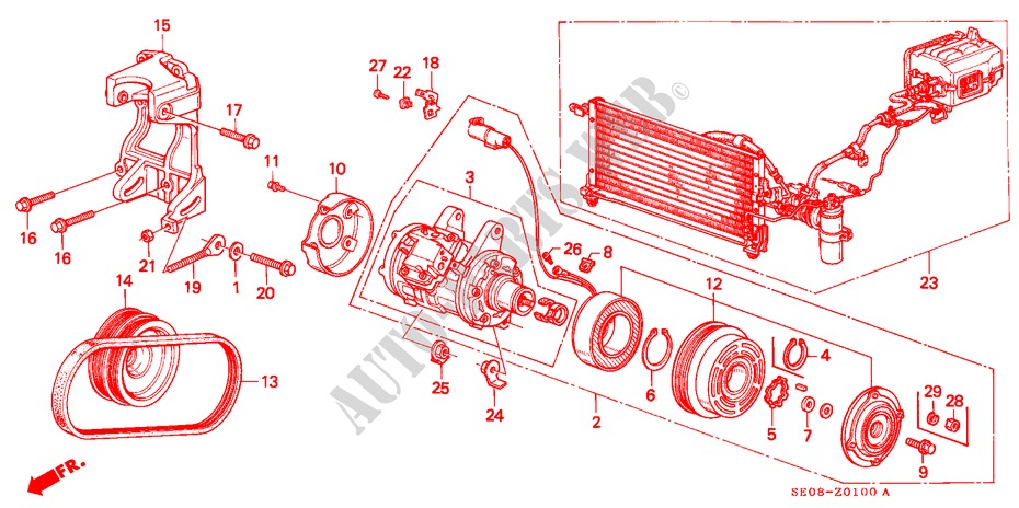 AIR CONDITIONER (COMPRESSOR) for Honda ACCORD EX 3 Doors 5 speed manual 1988