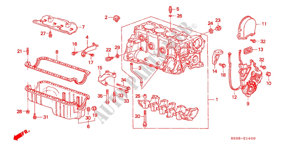 CYLINDER BLOCK/OIL PAN for Honda ACCORD STD 3 Doors 4 speed automatic 1986