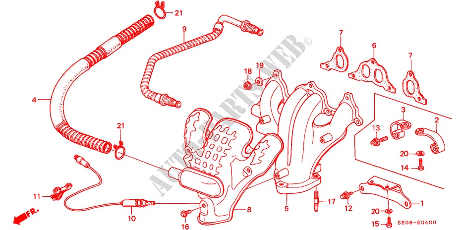 EXHAUST MANIFOLD (1) for Honda ACCORD 2.0SI 3 Doors 5 speed manual 1989