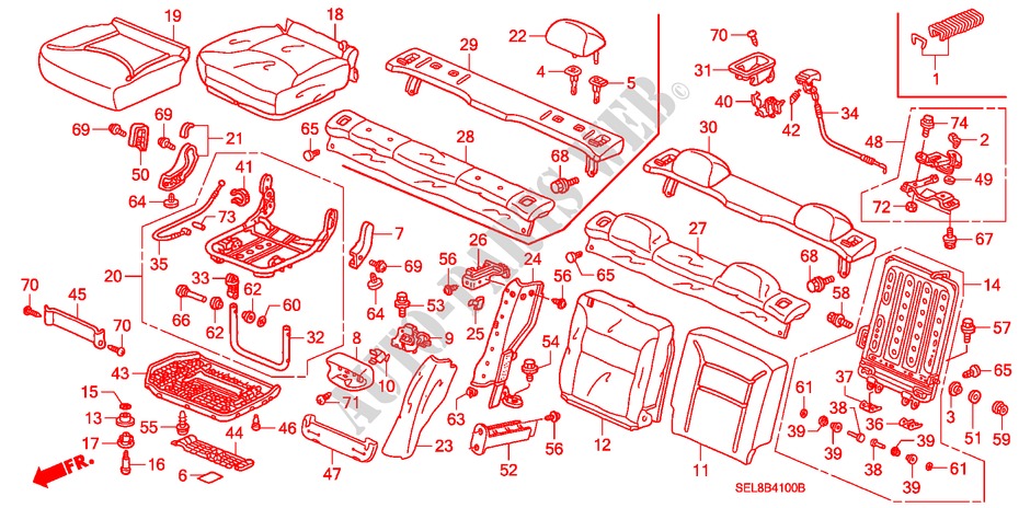 REAR SEAT (R.) (FALL DOWN TYPE) for Honda CITY V 4 Doors 5 speed manual 2008