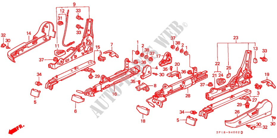 FRONT SEAT COMPONENTS(LH) for Honda PRELUDE 4WS SI 2 Doors 4 speed automatic 1990