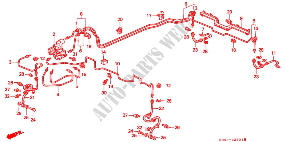 BRAKE LINES(2) for Honda CIVIC GL 4 Doors 4 speed automatic 1988