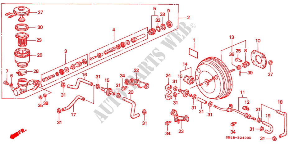 BRAKE MASTER CYLINDER/ MASTER POWER (1) for Honda ACCORD EX 4 Doors 5 speed manual 1991