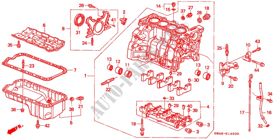 CYLINDER BLOCK/OIL PAN for Honda ACCORD EXI 4 Doors 4 speed automatic 1991