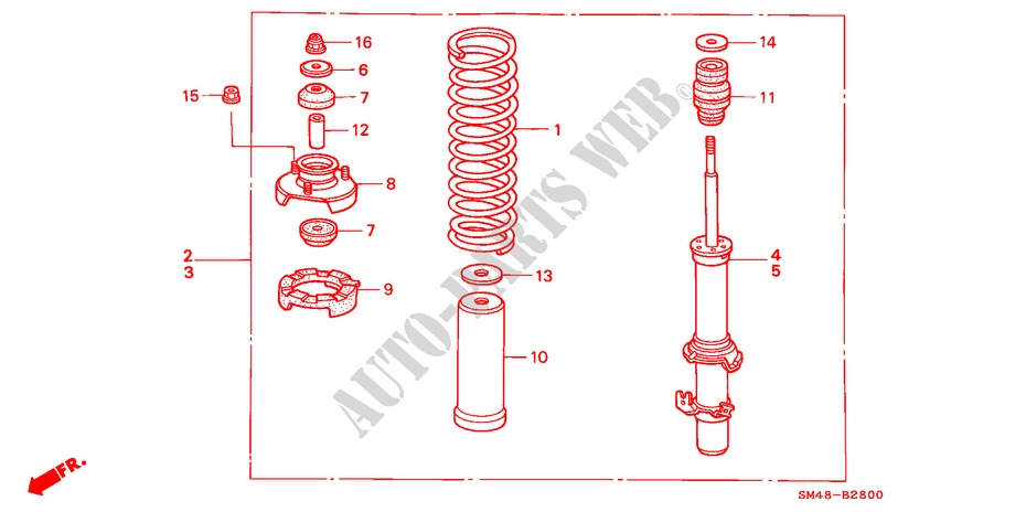 FRONT SHOCK ABSORBER for Honda ACCORD LX 4 Doors 5 speed manual 1993