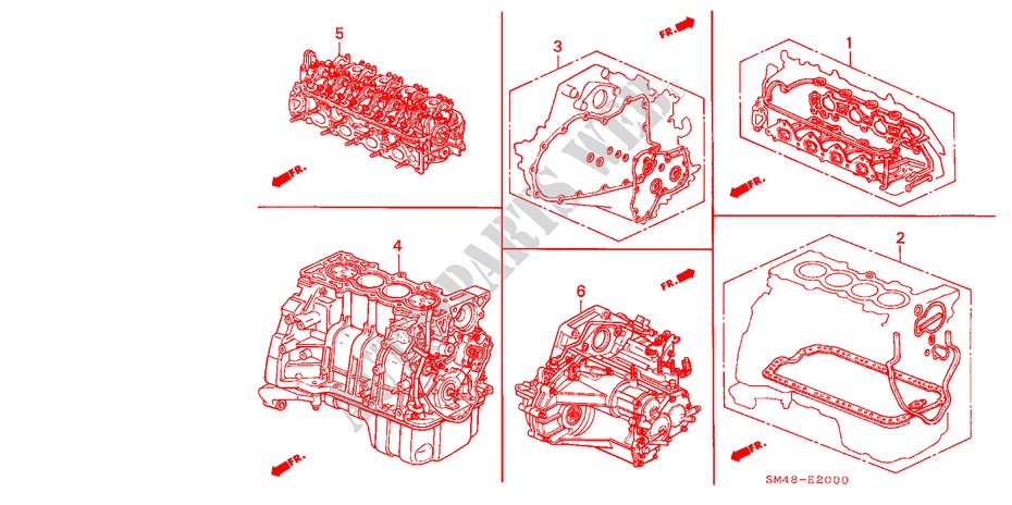 GASKET KIT/ENGINE ASSY./ TRANSMISSION ASSY. for Honda ACCORD LX 4 Doors 5 speed manual 1993