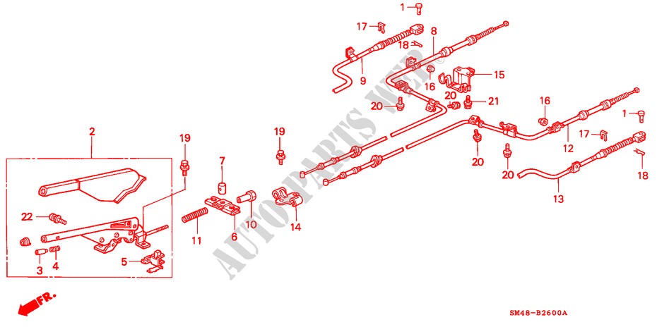 PARKING BRAKE (1) for Honda ACCORD LX 4 Doors 5 speed manual 1993