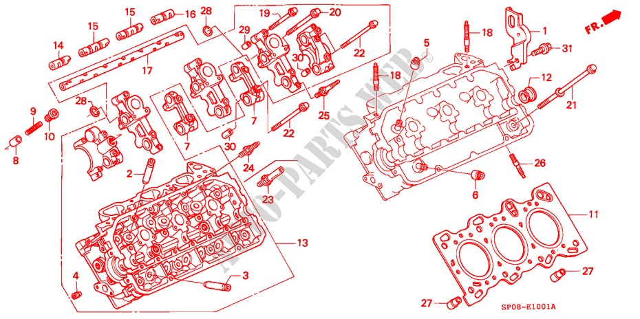 CYLINDER HEAD (RIGHT) for Honda LEGEND LEGEND 4 Doors 4 speed automatic 1991