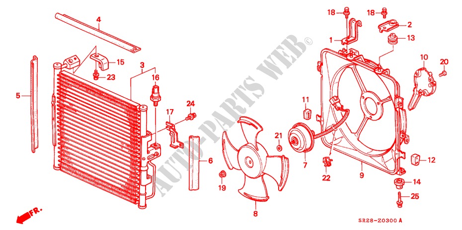 AIR CONDITIONER (CONDENSER) for Honda CIVIC CRX SI-T 2 Doors 5 speed manual 1992
