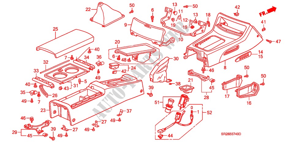CONSOLE (LH) for Honda CIVIC CRX VTI 2 Doors 5 speed manual 1995