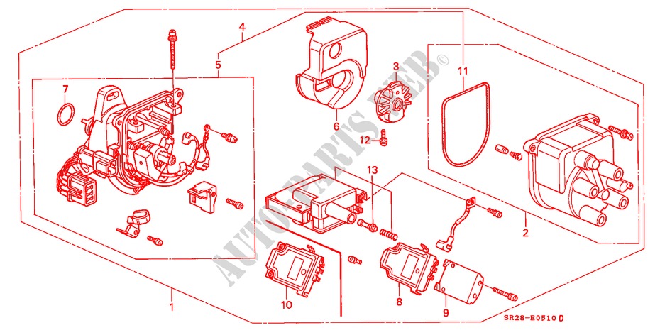 DISTRIBUTOR (TEC) for Honda CIVIC CRX SIR-T 2 Doors 5 speed manual 1993