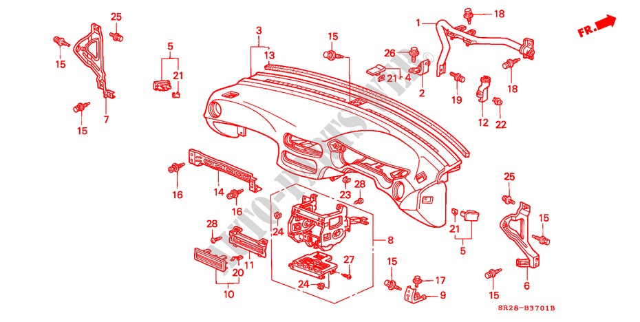 INSTRUMENT PANEL (RH) for Honda CIVIC CRX SIR-T 2 Doors 5 speed manual 1992