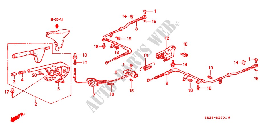 PARKING BRAKE (RH) for Honda CIVIC CRX SIR-T 2 Doors 5 speed manual 1993