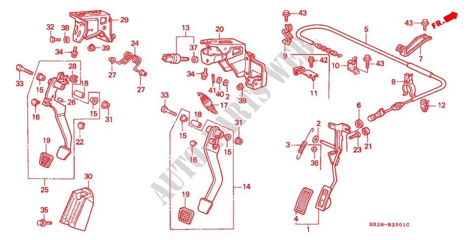 PEDAL (RH) for Honda CIVIC CRX SIR 2 Doors 5 speed manual 1992
