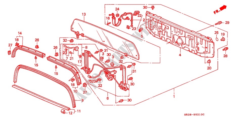 REAR WINDSHIELD for Honda CIVIC CRX SIR 2 Doors 5 speed manual 1992