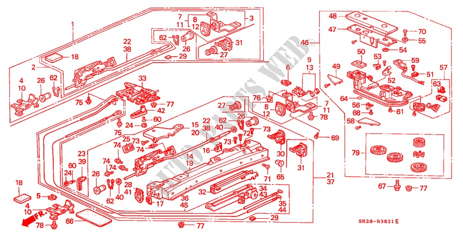 ROOF SIDE LOCK (2) for Honda CIVIC CRX SIR-T 2 Doors 5 speed manual 1996