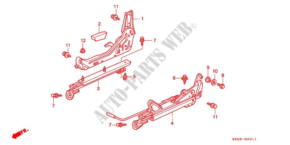 SEAT COMPONENTS (2) for Honda CIVIC CRX SIR 2 Doors 5 speed manual 1992