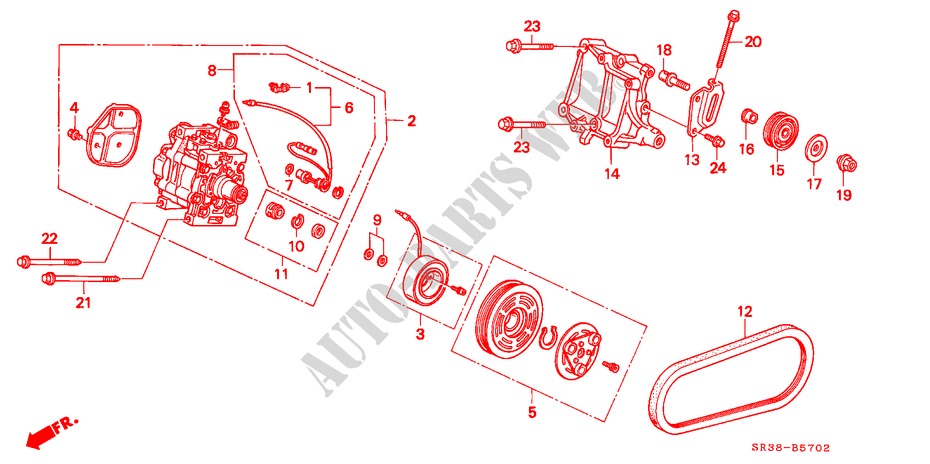 AIR CON. (COMPRESSOR) (MATSUSHITA)(1) for Honda CIVIC EL 3 Doors 5 speed manual 1992