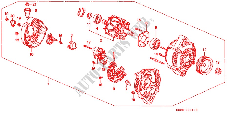 ALTERNATOR (DENSO) (1) for Honda CIVIC EL 3 Doors 5 speed manual 1992