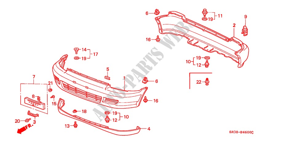 BUMPERS (1) for Honda CIVIC SI 3 Doors 4 speed automatic 1993