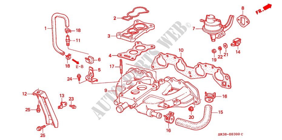 INTAKE MANIFOLD (1CARB.)(1) for Honda CIVIC EL 3 Doors 5 speed manual 1992