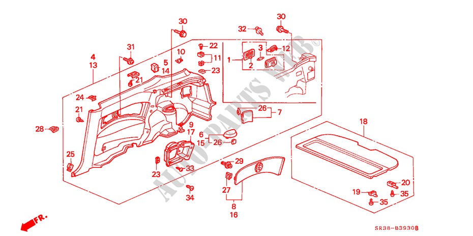 SIDE LINING (1) for Honda CIVIC EL 3 Doors 5 speed manual 1992