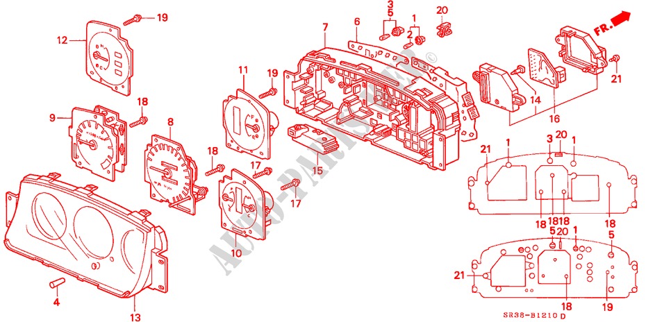 SPEEDOMETER COMPONENTS for Honda CIVIC EL 3 Doors 5 speed manual 1992