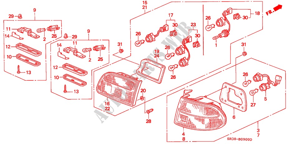 TAILLIGHT for Honda CIVIC EL 3 Doors 5 speed manual 1992