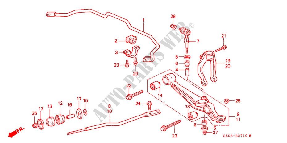 FRONT STABILIZER/ FRONT LOWER ARM for Honda PRELUDE SI     NEW ZEALAND 2 Doors 4 speed automatic 1995