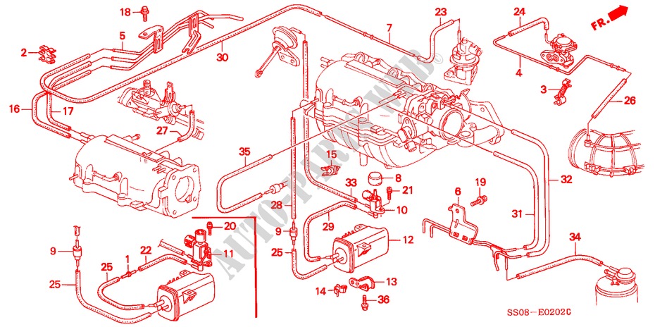 INSTALL PIPE/TUBING (3) for Honda PRELUDE SI 2 Doors 5 speed manual 1996
