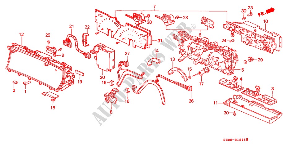 METER COMPONENTS (4) for Honda PRELUDE SI 2 Doors 5 speed manual 1996