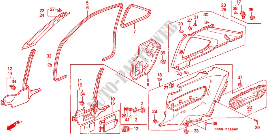 PILLAR GARNISH/ SIDE LINING for Honda PRELUDE SI 2 Doors 5 speed manual 1996