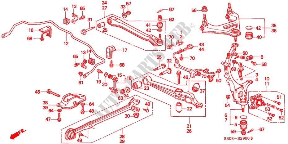 REAR STABILIZER/ REAR LOWER ARM for Honda PRELUDE SI 2 Doors 4 speed automatic 1993