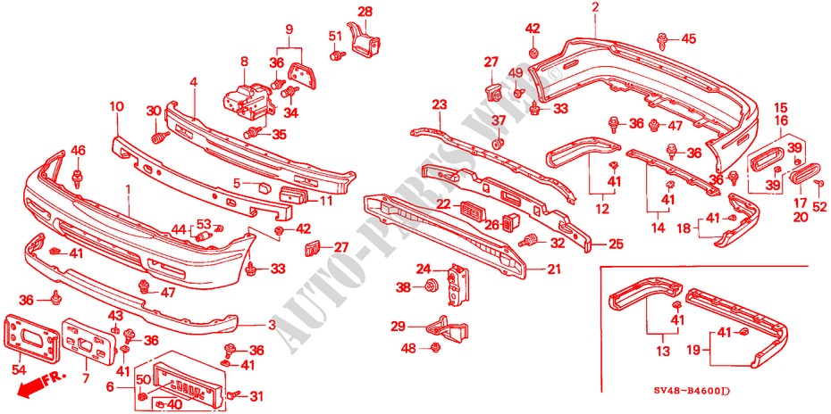 BUMPERS (1) for Honda ACCORD VTI-S 4 Doors 4 speed automatic 1996