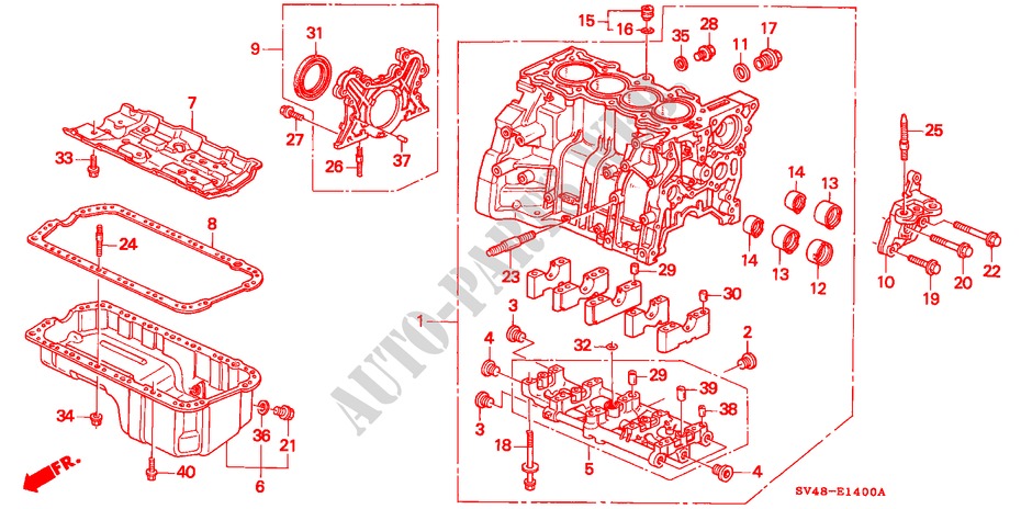 CYLINDER BLOCK/OIL PAN (SOHC) for Honda ACCORD VTI 4 Doors 5 speed manual 1996