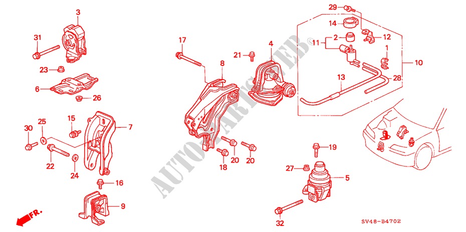 ENGINE MOUNTS (3) for Honda ACCORD EX 4 Doors 4 speed automatic 1995