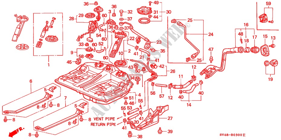 FUEL TANK (1) for Honda ACCORD VTI 4 Doors 5 speed manual 1996