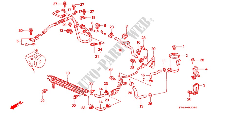 POWER STEERING LINES (RH) for Honda ACCORD VTI 4 Doors 5 speed manual 1996