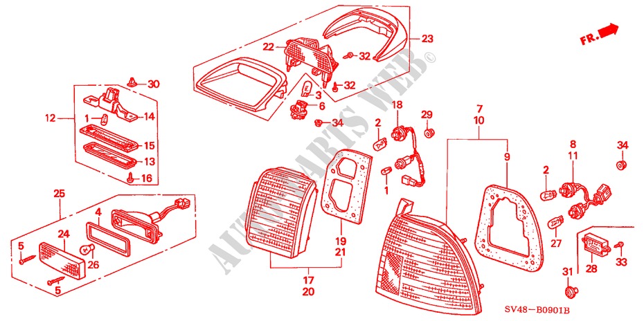 TAILLIGHT (2) for Honda ACCORD VTI 4 Doors 5 speed manual 1996