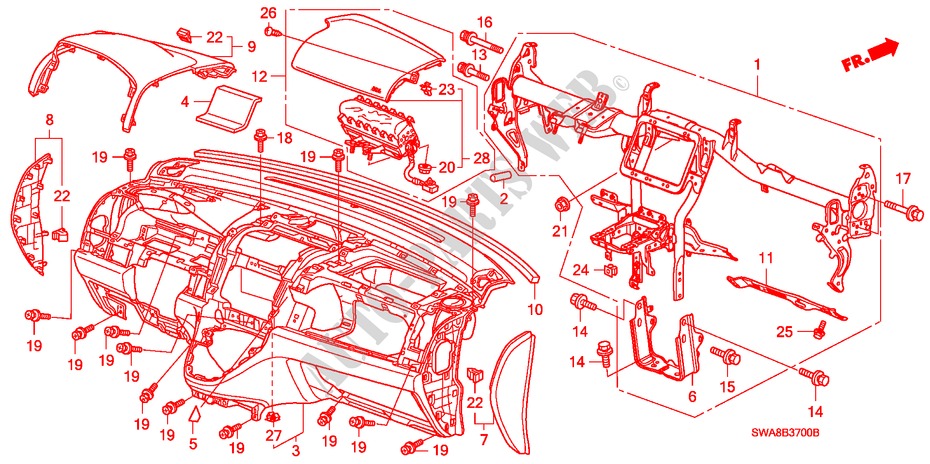 INSTRUMENT PANEL(LH) for Honda CR-V 4WD 5 Doors 6 speed manual 2007